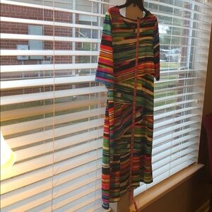 Connected Apparel Multicolor Striped Midi Dress